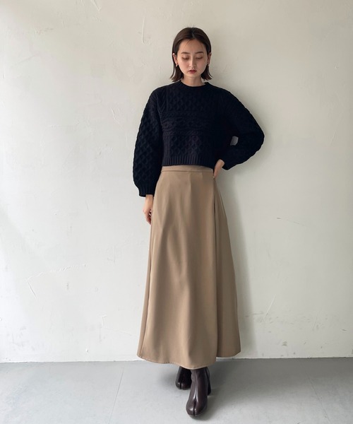 CLEIO（クレイオ）の「【CLEIO】パッチワークケーブルニット（ニット/セーター・レディース・カーキ/アイボリー/ブラック/ベージュ・FREE）」の17枚目の写真