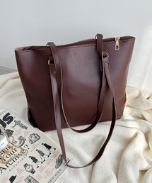 【A4収納可,軽量】無地PU素材ZIPトートバッグ