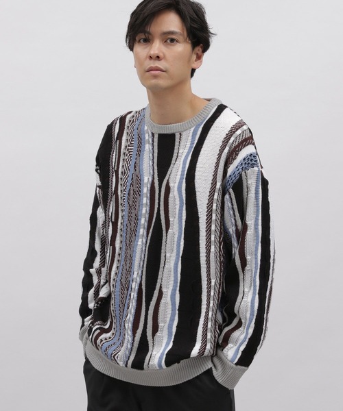 LAKOLE(ラコレ)の「ジャカード3Dニット / 184269(ニット/セーター・メンズ・ブラック/グリーン/グレー・LARGE/MEDIUM/X-LARGE)」の2枚目の写真