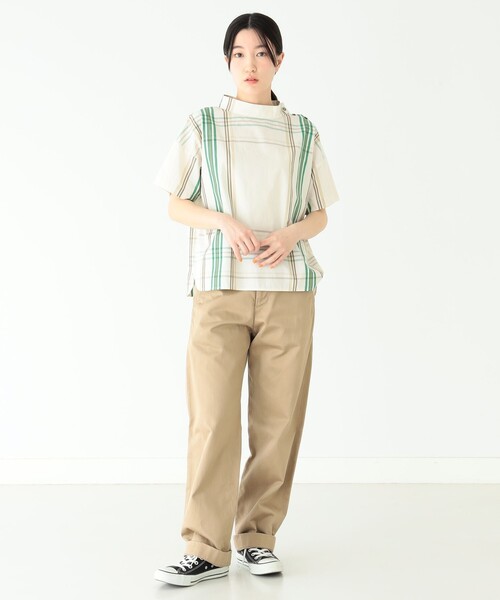 「BEAMS BOY」 7分袖ブラウス ONE SIZE サックスブルー レディース BEAMS BOY / ヴィンテージ レース デタッチカラー 7分袖 シャツ