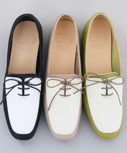 ENあしながおじさん（エンアシナガオジサン）の「防水│レースアップモカシューズ　5360507（ドレスシューズ・レディース・ライトグリーン/グレイッシュベージュ/ブラック/ブラック系その他・23.0cm/23.5cm/24.0cm/24.5cm/22.5cm）」の3枚目の写真