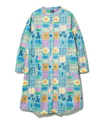 オリジナル総柄プリントノーカラーシャツワンピース W