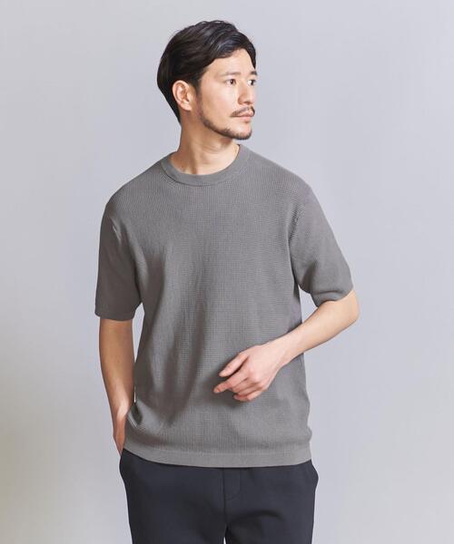 BEAUTY&YOUTH UNITED ARROWS(ビューティーアンドユースユナイテッドアローズ)の「【WEB限定 WARDROBE SMART】デオドラント ピケ ニット Tシャツ【抗菌・防臭】(ニット/セーター・メンズ・ホワイト/ブラック/グレー・S/M/L/XL)」の3枚目の写真