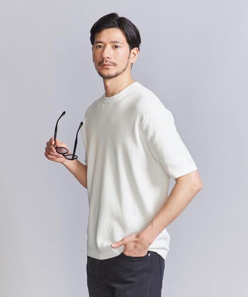 BEAUTY&YOUTH UNITED ARROWS(ビューティーアンドユースユナイテッドアローズ)の「【WEB限定 WARDROBE SMART】デオドラント ピケ ニット Tシャツ【抗菌・防臭】(ニット/セーター・メンズ・ホワイト/ブラック/グレー・S/M/L/XL)」の2枚目の写真