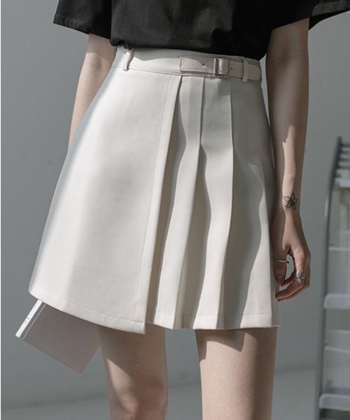 gossip！ロサンゼルス（ゴシップロサンゼルス）の「ラップデザインプリーツミニスカート（スカート・レディース・ブラック/ホワイト・M/S）」の3枚目の写真