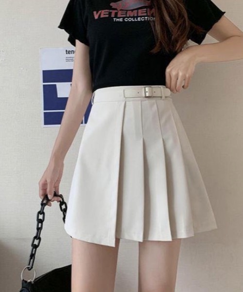 gossip！ロサンゼルス（ゴシップロサンゼルス）の「ラップデザインプリーツミニスカート（スカート・レディース・ブラック/ホワイト・M/S）」の9枚目の写真