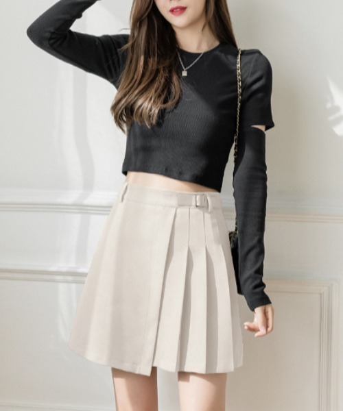 gossip！ロサンゼルス（ゴシップロサンゼルス）の「ラップデザインプリーツミニスカート（スカート・レディース・ブラック/ホワイト・M/S）」の17枚目の写真