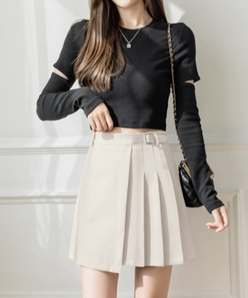 gossip！ロサンゼルス（ゴシップロサンゼルス）の「ラップデザインプリーツミニスカート（スカート・レディース・ブラック/ホワイト・M/S）」の19枚目の写真