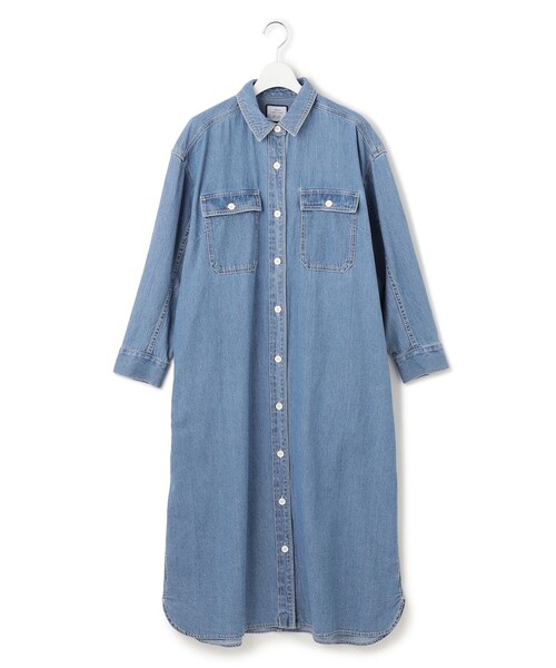 J.PRESS YORK STREET(ジェイプレスヨークストリート)の「【WOMEN】デニムロングシャツ ワンピース(シャツワンピース・レディース・ネイビー系/ダルブルー系・F)」の9枚目の写真