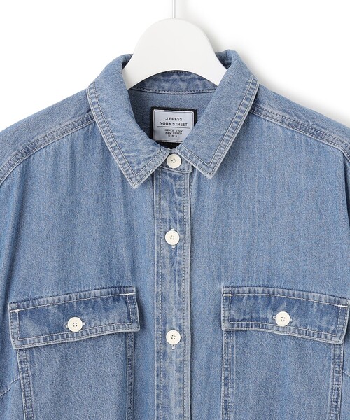 J.PRESS YORK STREET(ジェイプレスヨークストリート)の「【WOMEN】デニムロングシャツ ワンピース(シャツワンピース・レディース・ネイビー系/ダルブルー系・F)」の11枚目の写真