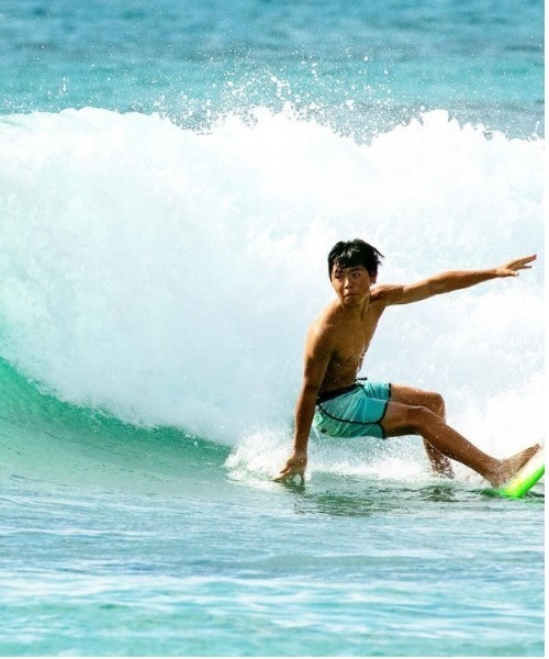 HIGHLITE SCALLOP YTH/クイックキッズシルバーサーフトランクス・ボードショーツ(水着)