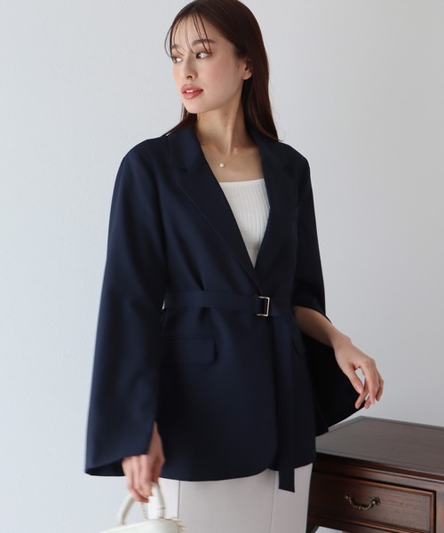 BLUEEAST（ブルーイースト）の「2WAYスリットスリーブジャケット（テーラードジャケット・レディース・アイボリー/ネイビー・MEDIUM/LARGE）」の9枚目の写真