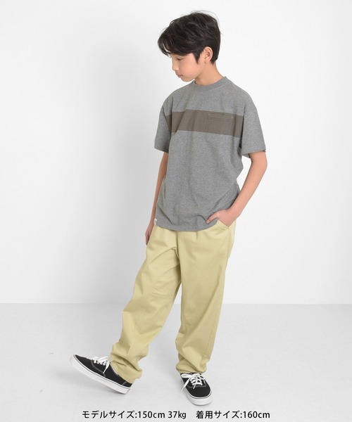 GLAZOS（グラソス）の「ラインボーダー半袖Tシャツ（Tシャツ/カットソー・キッズ・カーキ/グレー/ホワイト・150cm/160cm/140cm/170cm）」の9枚目の写真