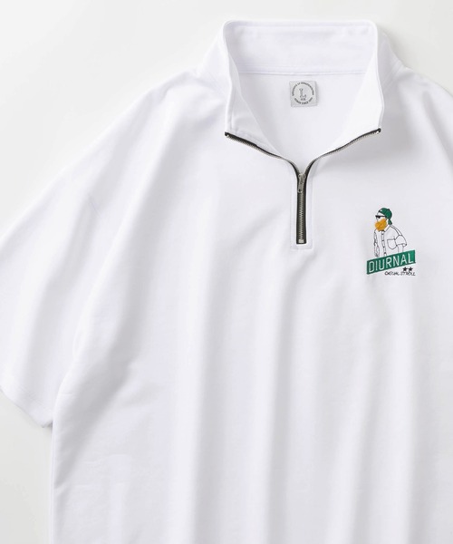 make a ray!（メイク ア レイ！）の「【別注】ハートロゴ＆ヒゲ サガラ刺繍 ワンポイントロゴ  ハーフジップ 半袖Tシャツ/レトロ（Tシャツ/カットソー・レディース・ホワイト/ブラック/ダークグリーン/オフホワイト・M/L）」の9枚目の写真