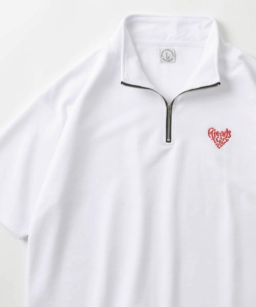 make a ray!（メイク ア レイ！）の「【別注】ハートロゴ＆ヒゲ サガラ刺繍 ワンポイントロゴ  ハーフジップ 半袖Tシャツ/レトロ（Tシャツ/カットソー・レディース・ホワイト/ブラック/ダークグリーン/オフホワイト・M/L）」の15枚目の写真