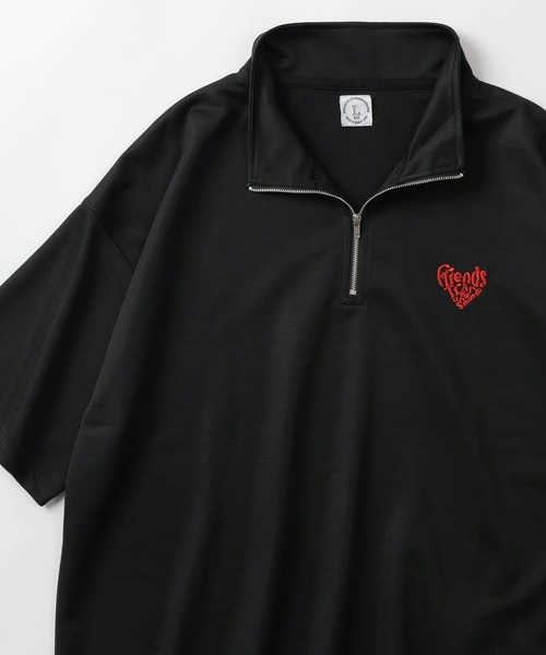 make a ray!（メイク ア レイ！）の「【別注】ハートロゴ＆ヒゲ サガラ刺繍 ワンポイントロゴ  ハーフジップ 半袖Tシャツ/レトロ（Tシャツ/カットソー・レディース・ホワイト/ブラック/ダークグリーン/オフホワイト・M/L）」の12枚目の写真