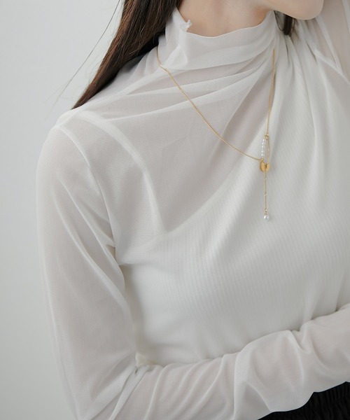 ear PAPILLONNER(イアパピヨネ)の「《WEB限定金属アレルギー対応》ステンレスパールピンネックレス(ネックレス・レディース・ゴールド/シルバー・FREE)」の5枚目の写真