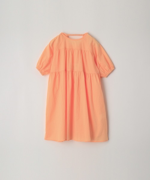 coca（coca）（コカ）の「キッズ　ラグランスリーブティアードワンピース（ワンピース・キッズ・オレンジ/ライトグリーン・120/140/110/130）」の2枚目の写真