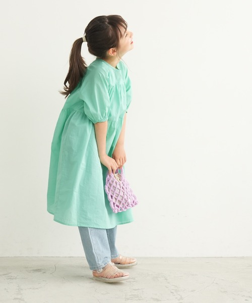 coca（coca）（コカ）の「キッズ　ラグランスリーブティアードワンピース（ワンピース・キッズ・オレンジ/ライトグリーン・120/140/110/130）」の5枚目の写真