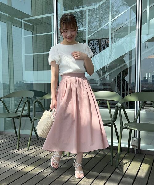 couture brooch（クチュールブローチ）の「◆【着映え感抜群、華盛りアイテム】レースチュール袖テレコトップス（Tシャツ/カットソー・レディース・ブラック/ブラウン系その他/オフホワイト/ライトグリーン/サックスブルー・42/36/38/40）」の20枚目の写真