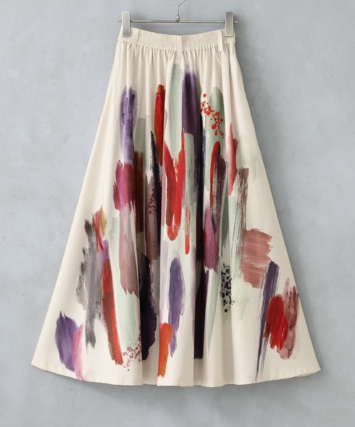 osharewalker（オシャレウォーカー）の「【廃盤】『アートプリント柄フレアスカート』（スカート・レディース・グリーン/レッド・FREE）」の17枚目の写真