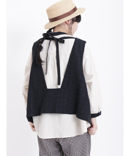 Samansa Mos2（サマンサ モスモス）の「リバーシブルレースベスト（ベスト・レディース・ブラック/オフホワイト/キナリ・ﾌﾘ-）」の20枚目の写真