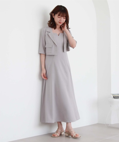 archives（アルシーヴ）の「配色ステッチビスチェキャミワンピース（ワンピース・レディース・ブラック/グレー/アイボリー/ブルーグレー・MEDIUM）」の4枚目の写真