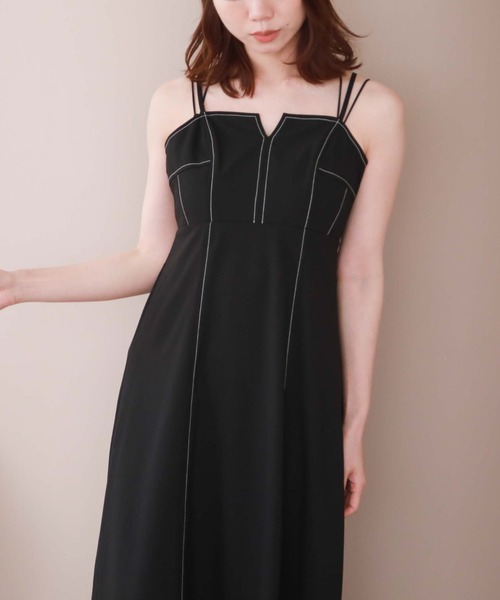 archives（アルシーヴ）の「配色ステッチビスチェキャミワンピース（ワンピース・レディース・ブラック/グレー/アイボリー/ブルーグレー・MEDIUM）」の3枚目の写真