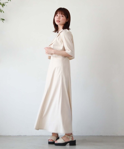 archives（アルシーヴ）の「配色ステッチビスチェキャミワンピース（ワンピース・レディース・ブラック/グレー/アイボリー/ブルーグレー・MEDIUM）」の15枚目の写真