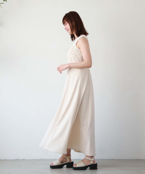 archives（アルシーヴ）の「配色ステッチビスチェキャミワンピース（ワンピース・レディース・ブラック/グレー/アイボリー/ブルーグレー・MEDIUM）」の5枚目の写真