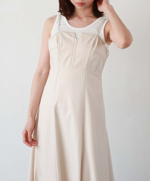 archives（アルシーヴ）の「配色ステッチビスチェキャミワンピース（ワンピース・レディース・ブラック/グレー/アイボリー/ブルーグレー・MEDIUM）」の14枚目の写真