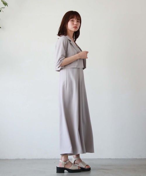 archives（アルシーヴ）の「配色ステッチビスチェキャミワンピース（ワンピース・レディース・ブラック/グレー/アイボリー/ブルーグレー・MEDIUM）」の12枚目の写真