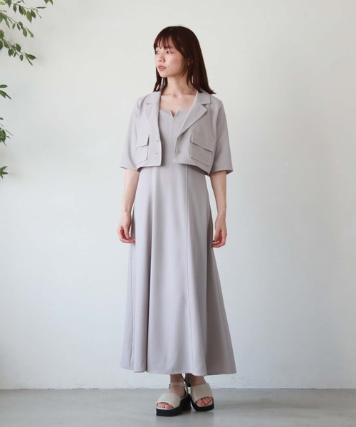 archives（アルシーヴ）の「配色ステッチビスチェキャミワンピース（ワンピース・レディース・ブラック/グレー/アイボリー/ブルーグレー・MEDIUM）」の22枚目の写真