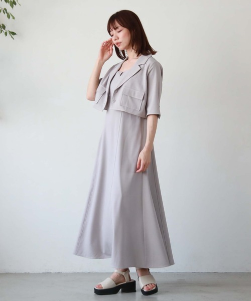 archives（アルシーヴ）の「配色ステッチビスチェキャミワンピース（ワンピース・レディース・ブラック/グレー/アイボリー/ブルーグレー・MEDIUM）」の6枚目の写真