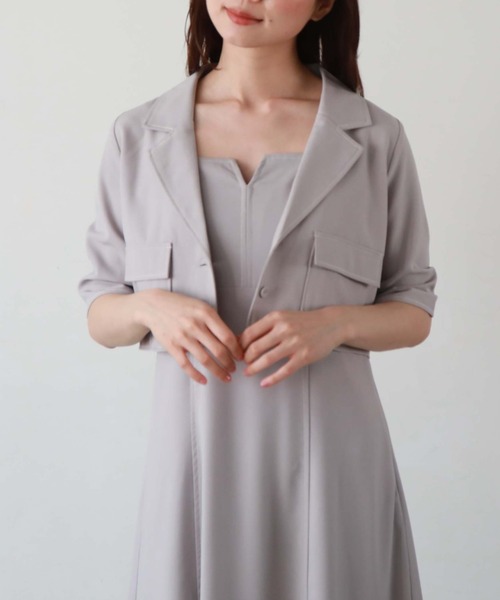 archives（アルシーヴ）の「配色ステッチビスチェキャミワンピース（ワンピース・レディース・ブラック/グレー/アイボリー/ブルーグレー・MEDIUM）」の16枚目の写真