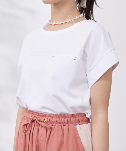 Chez toi(シェトワ)の「機能素材リブ切替フレンチT(Tシャツ/カットソー・レディース・グリーン/ブラック/グレー/オフホワイト・FREE)」の21枚目の写真