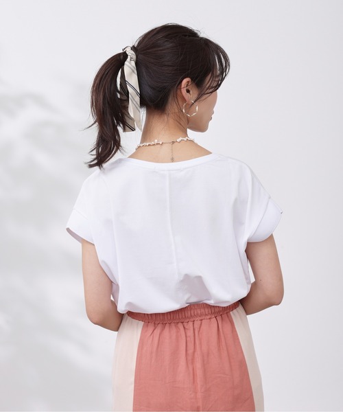 Chez toi(シェトワ)の「機能素材リブ切替フレンチT(Tシャツ/カットソー・レディース・グリーン/ブラック/グレー/オフホワイト・FREE)」の13枚目の写真