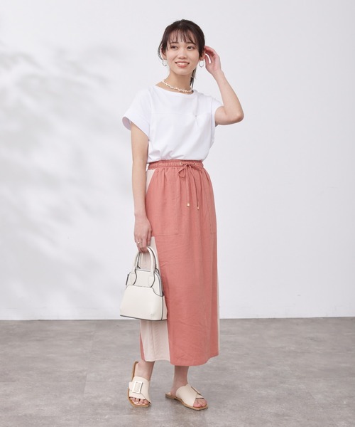 Chez toi(シェトワ)の「機能素材リブ切替フレンチT(Tシャツ/カットソー・レディース・グリーン/ブラック/グレー/オフホワイト・FREE)」の5枚目の写真