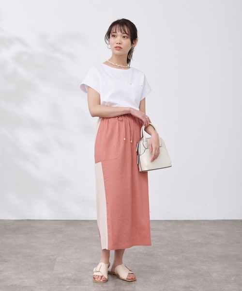 Chez toi(シェトワ)の「機能素材リブ切替フレンチT(Tシャツ/カットソー・レディース・グリーン/ブラック/グレー/オフホワイト・FREE)」の19枚目の写真
