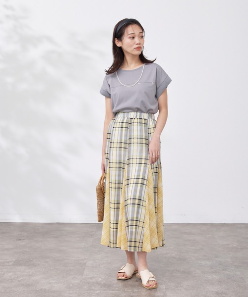 Chez toi(シェトワ)の「機能素材リブ切替フレンチT(Tシャツ/カットソー・レディース・グリーン/ブラック/グレー/オフホワイト・FREE)」の16枚目の写真