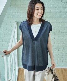 UNTITLED | ◆【1枚で決まる、2点セット／洗える】Vネックシアーニット レイヤードトップス(その他トップス)