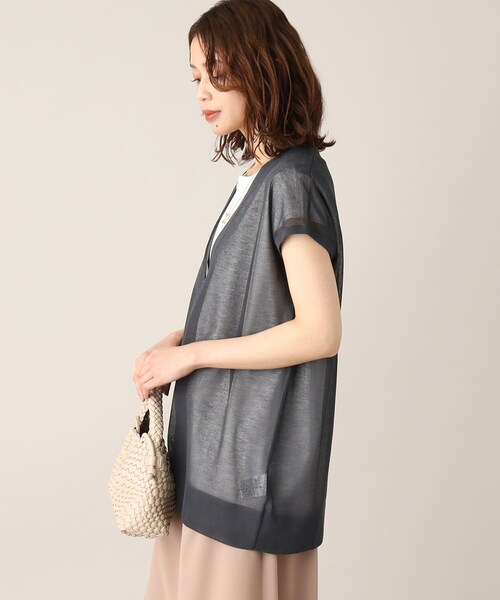 UNTITLED（アンタイトル）の「◆【1枚で決まる、2点セット／洗える】Vネックシアーニット レイヤードトップス（その他トップス・レディース・ネイビー/グレー系/ライトベージュ/グレー系その他・04/44/48/02/00）」の16枚目の写真