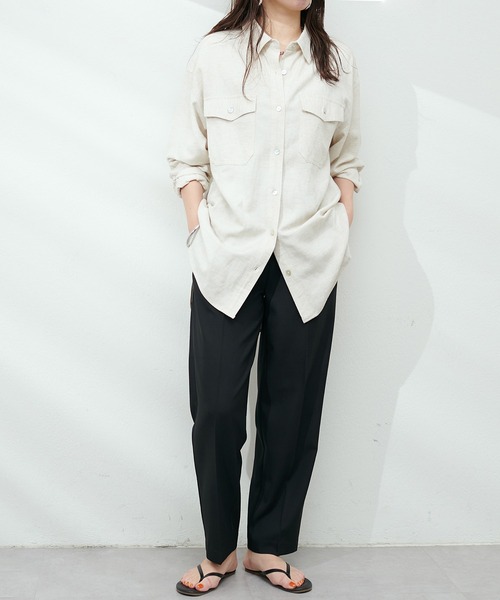 natural couture(ナチュラルクチュール)の「麻調美シルエットパンツ(その他パンツ・レディース・ベージュ/ブラック/ネイビー/ラベンダー・SMALL/MEDIUM)」の2枚目の写真