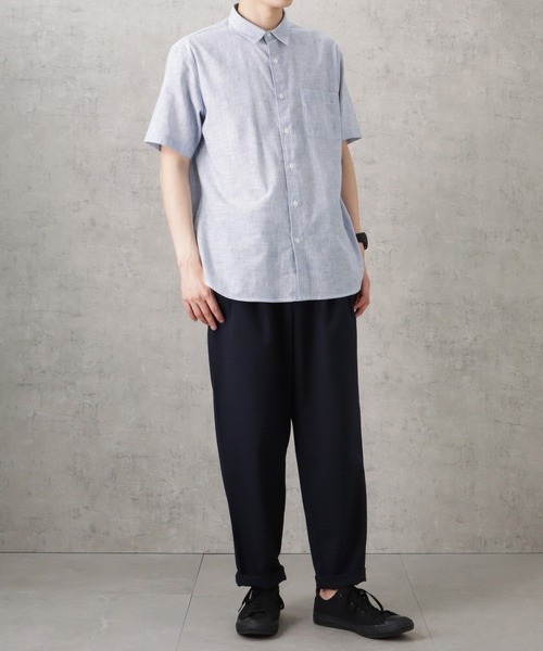 NAVY(ネイビー)の「SOLOTEX(R)使用 リネンブレンド半袖シャツ(シャツ/ブラウス・メンズ・ネイビー/アイボリー/グレー/サックスブルー/ブルー・L/S/M/XL)」の19枚目の写真