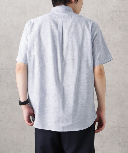 NAVY(ネイビー)の「SOLOTEX(R)使用 リネンブレンド半袖シャツ(シャツ/ブラウス・メンズ・ネイビー/アイボリー/グレー/サックスブルー/ブルー・L/S/M/XL)」の11枚目の写真