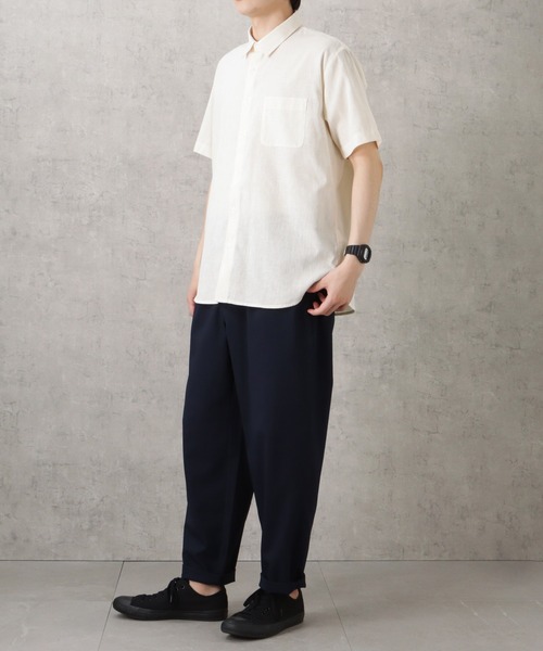 NAVY(ネイビー)の「SOLOTEX(R)使用 リネンブレンド半袖シャツ(シャツ/ブラウス・メンズ・ネイビー/アイボリー/グレー/サックスブルー/ブルー・L/S/M/XL)」の6枚目の写真