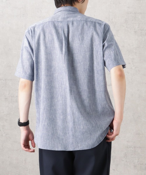 NAVY(ネイビー)の「SOLOTEX(R)使用 リネンブレンド半袖シャツ(シャツ/ブラウス・メンズ・ネイビー/アイボリー/グレー/サックスブルー/ブルー・L/S/M/XL)」の7枚目の写真