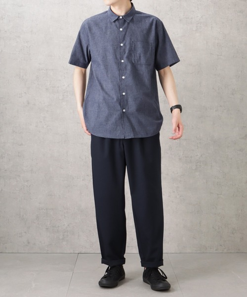NAVY(ネイビー)の「SOLOTEX(R)使用 リネンブレンド半袖シャツ(シャツ/ブラウス・メンズ・ネイビー/アイボリー/グレー/サックスブルー/ブルー・L/S/M/XL)」の15枚目の写真