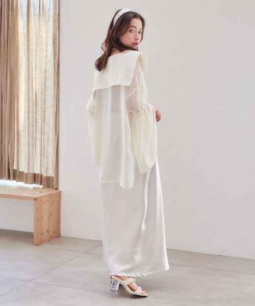 pomiii（ポミー）の「袖リボンシアーシャツ（シャツ/ブラウス・レディース・ピンク/ライトグリーン/アイボリー・FREE）」の6枚目の写真