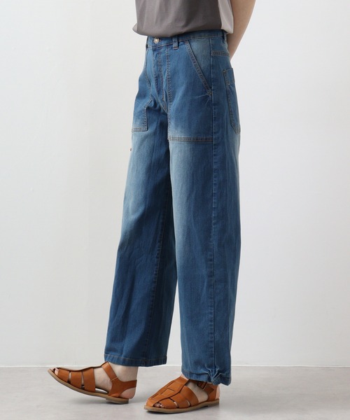 【セール】atONE デニム＆ツイルワイドベイカーパンツ（デニムパンツ）｜atONE（アットワン）
